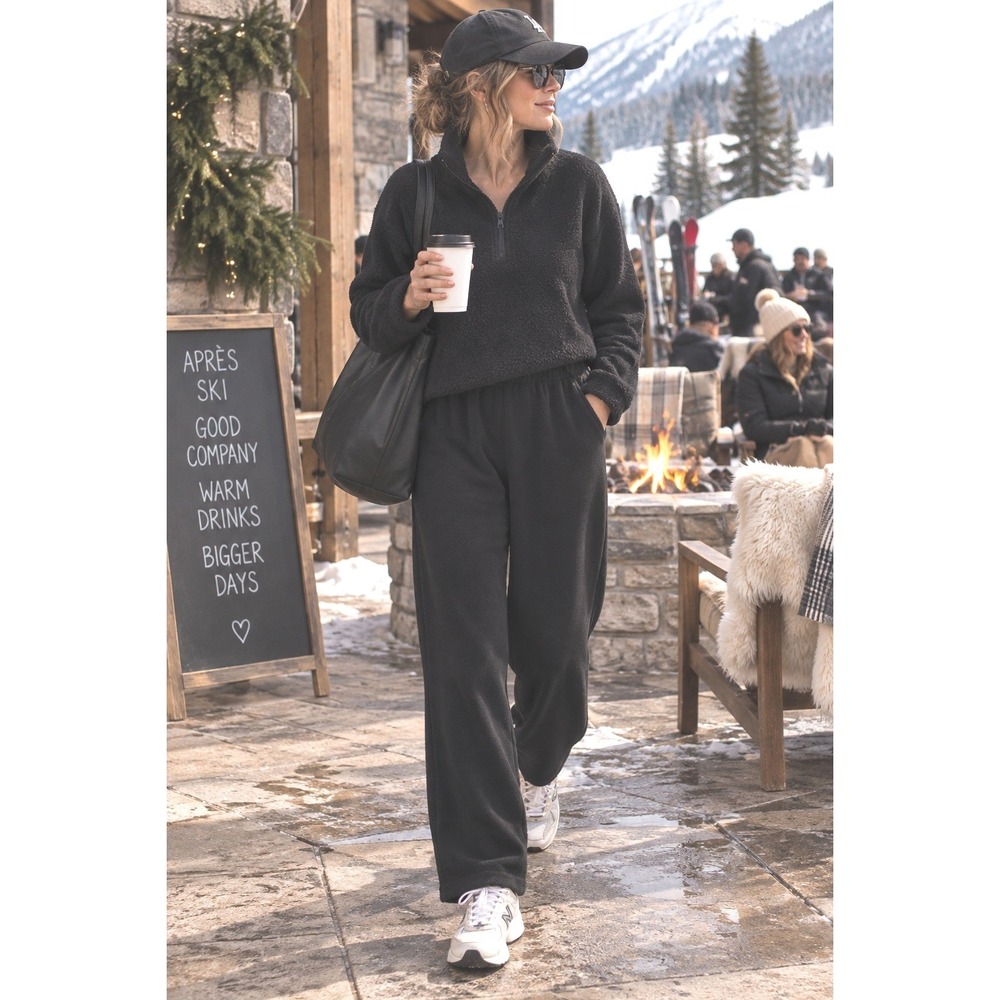 L.L. Bean Fleece Pants LG black cold weather cozy layering warmth quality brand